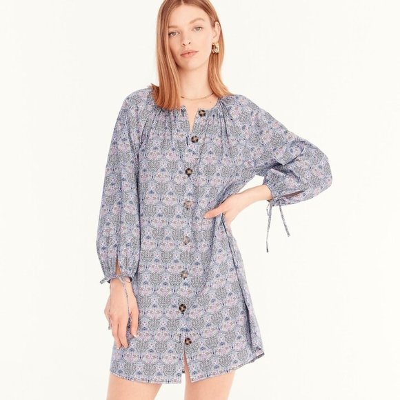 J. Crew Dresses & Skirts - J. Crew Tie-sleeve Button-front Organic Cotton Dress in Liberty® Fabric M
